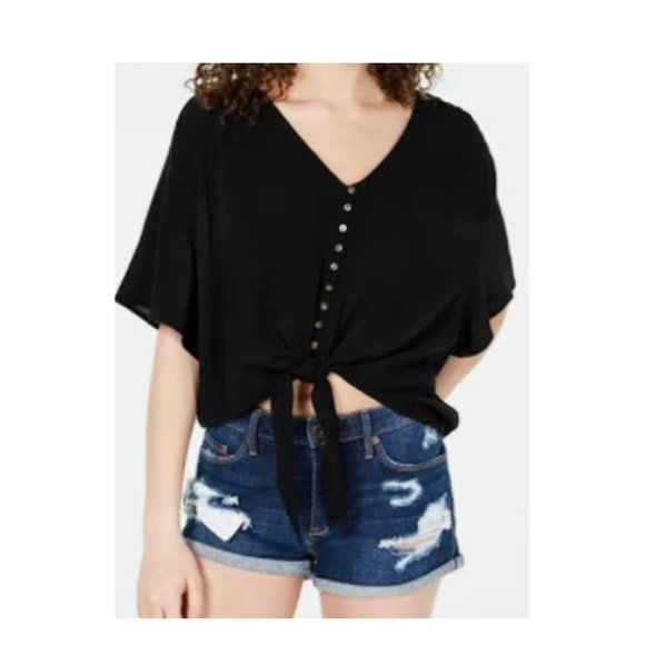 Ultra Flirt Tops - Ultra Flirt Juniors Button Up Tie Front Top XL